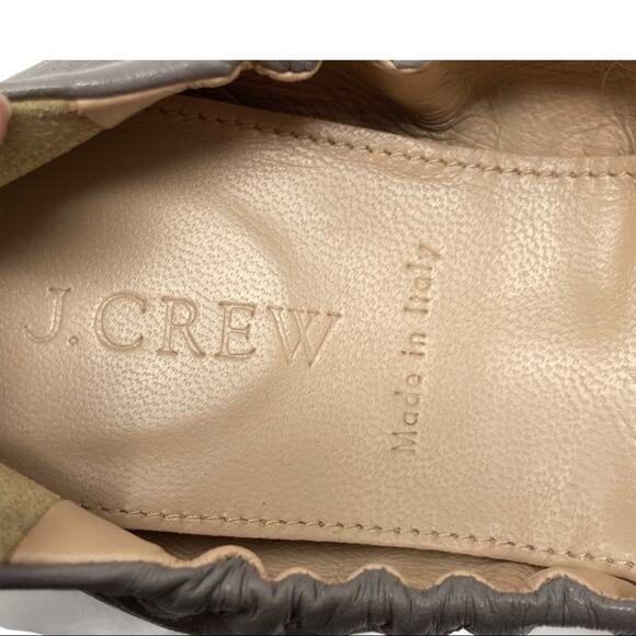J. Crew Emma Gray Leather Bow Ballet Flats  Bend - Picture 2 of 9